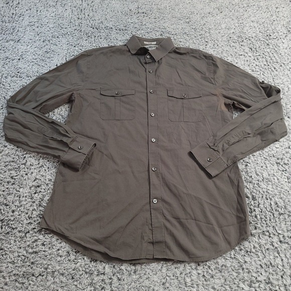 Express Shirt Men Large Black Classiccore Normcore Fitted MK2 Long Sleeve Preppy - Picture 2 of 9